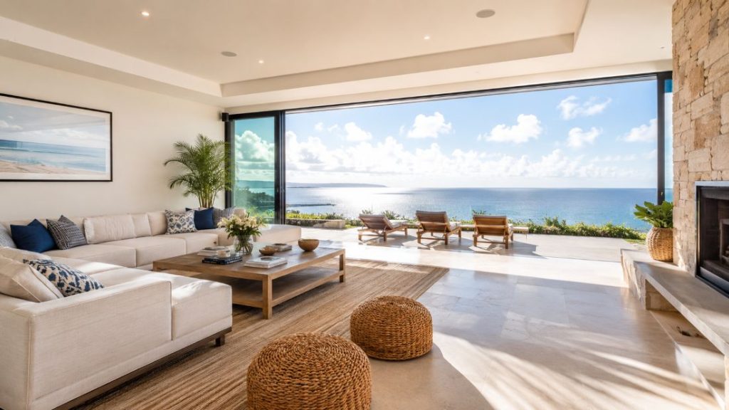A beautiful bright villa with ocean view